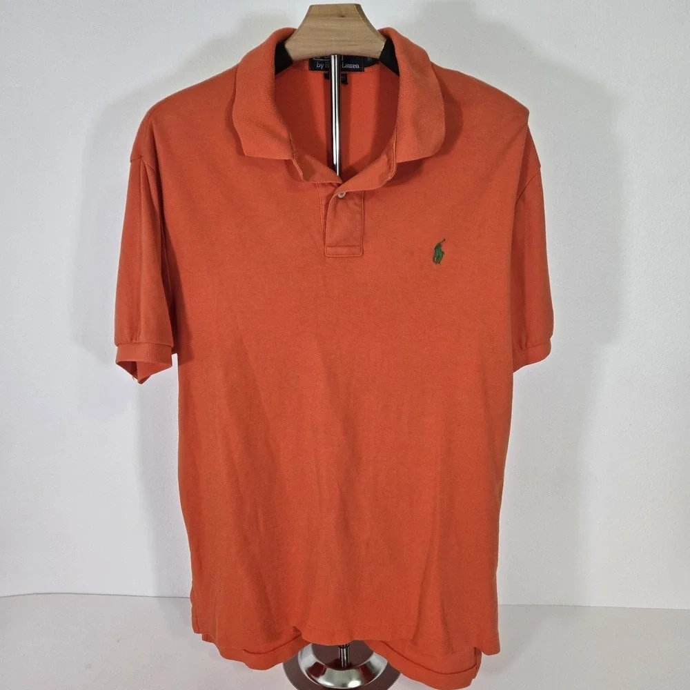 Polo Ralph Lauren Soft Touch Shirt Sz Medium Green‎ Pony Orange